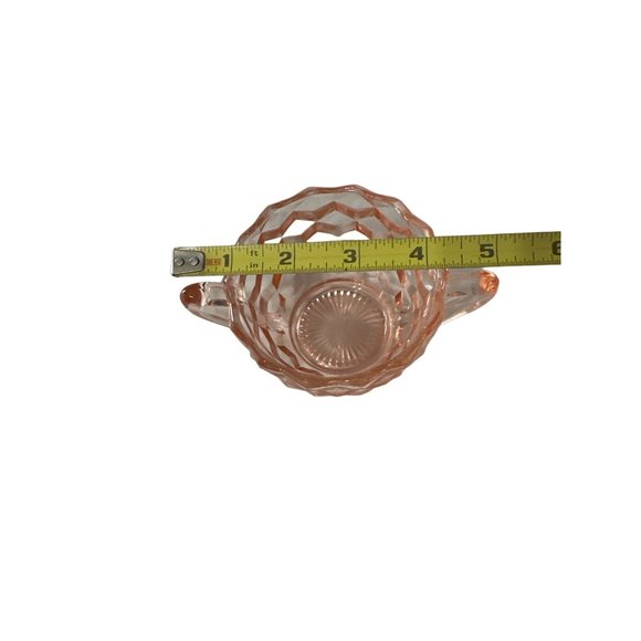 Vintage Jeannette Cubist Cube depression glass pink double handled open sugar bo - Picture 4 of 6